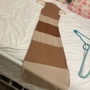 Striped knit maxi dress